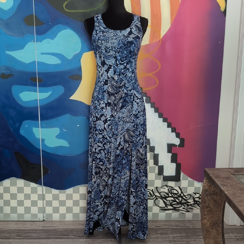 Michael Kors Blue Sleeveless Maxi Dress